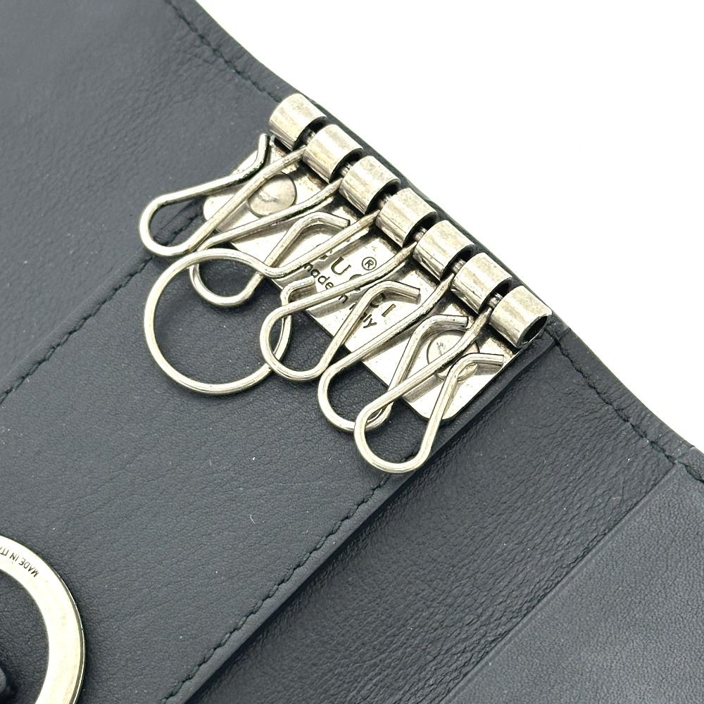 Gucci Key Case Embossed Logo Leather Black — view 7