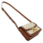 Celine Shoulder Bag Teen Triomphe Canvas White Brown Mini — view 4