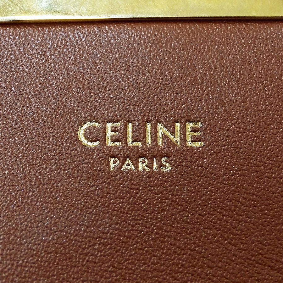 Celine Shoulder Bag Teen Triomphe Canvas White Brown Mini — view 6