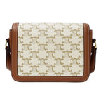 Celine Shoulder Bag Teen Triomphe Canvas White Brown Mini — view 2