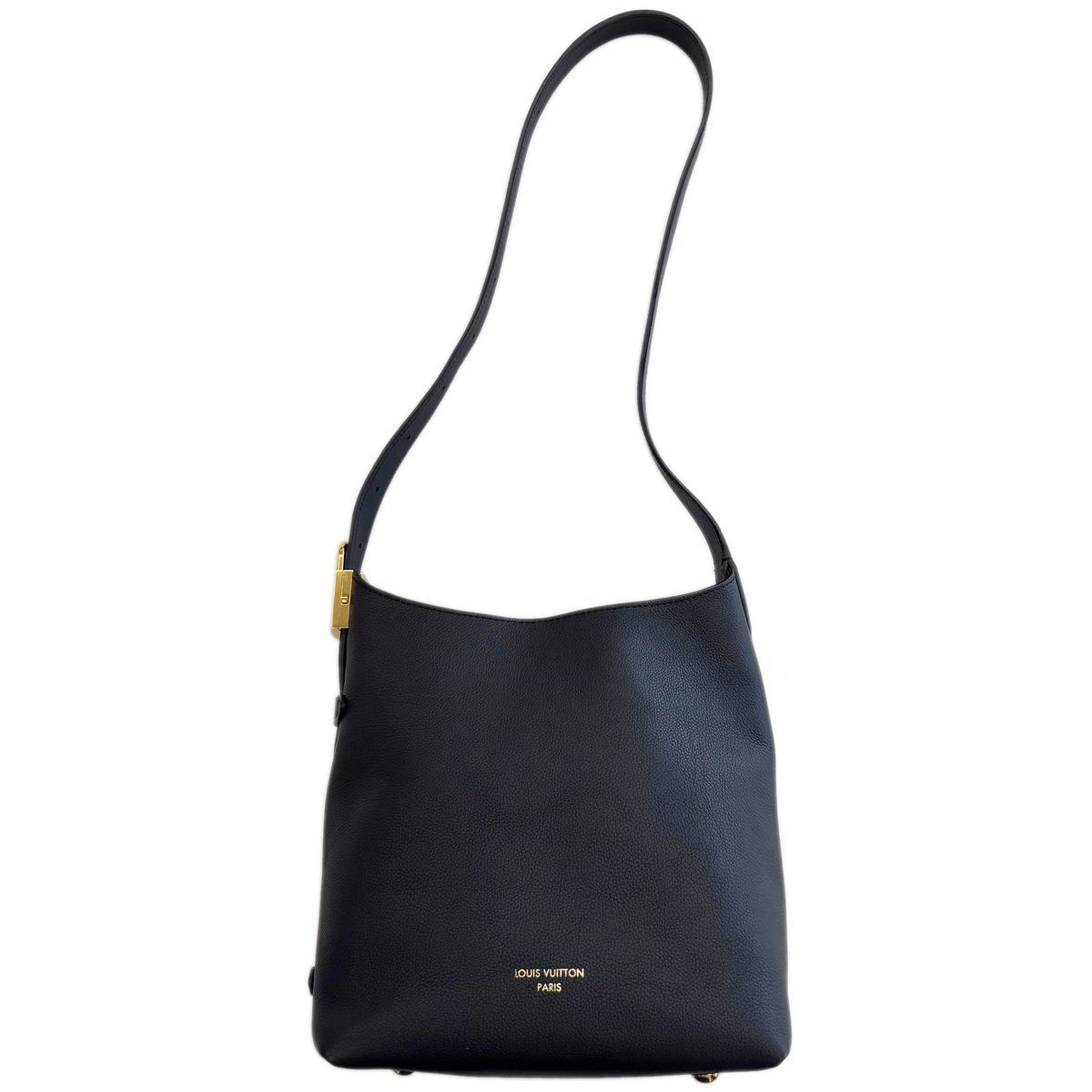 Louis Vuitton Leather Shoulder Low Key Hobo PM Black Gold — view 2