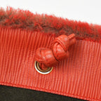 Fendi Tote Bag Rabbit Fur Leather Red Gold — view 8