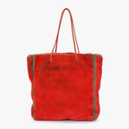 Fendi Tote Bag Rabbit Fur Leather Red Gold — view 3