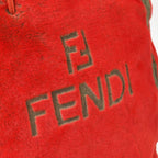 Fendi Tote Bag Rabbit Fur Leather Red Gold — view 6