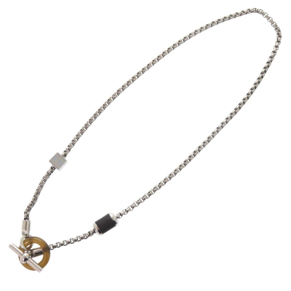Hermes Merimelo Metal Buffalo Horn Silver Necklace — view 3