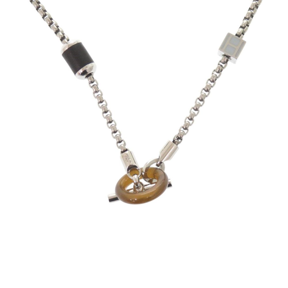 Hermes Merimelo Metal Buffalo Horn Silver Necklace — view 2