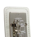 Hermes Manufacture de Boucleries Silver Leather Rouge Red Hair Clip — view 4