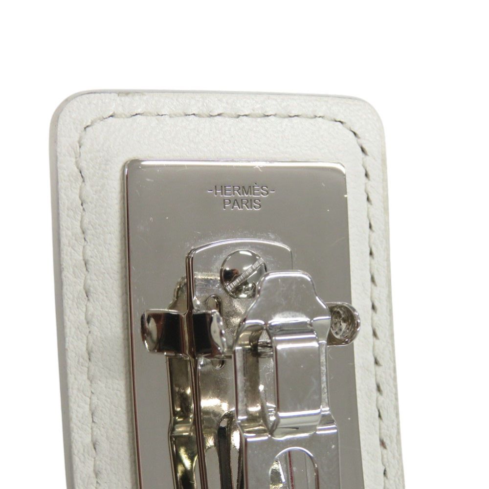 Hermes Manufacture de Boucleries Silver Leather Rouge Red Hair Clip — view 4
