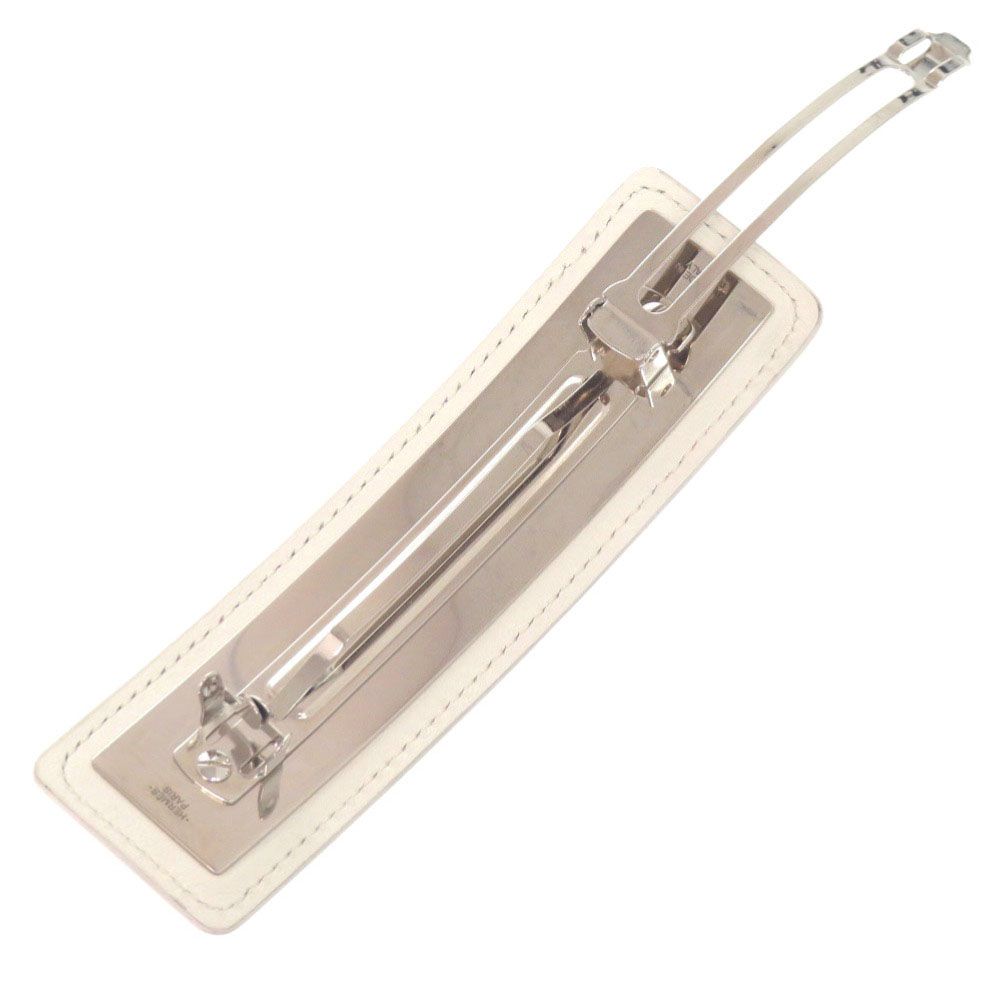 Hermes Manufacture de Boucleries Silver Leather Rouge Red Hair Clip — view 3