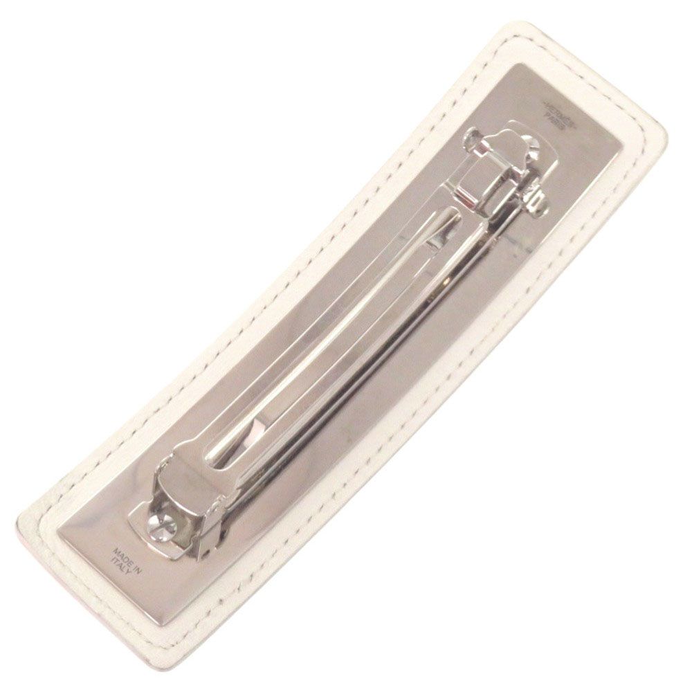 Hermes Manufacture de Boucleries Silver Leather Rouge Red Hair Clip — view 2