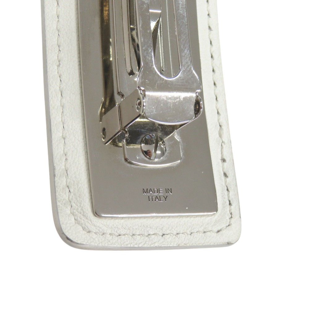 Hermes Manufacture de Boucleries Silver Leather Rouge Red Hair Clip — view 5