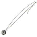 Chanel CC Logo Lace Faux Pearl Stone Resin Necklace Silver Black — view 3