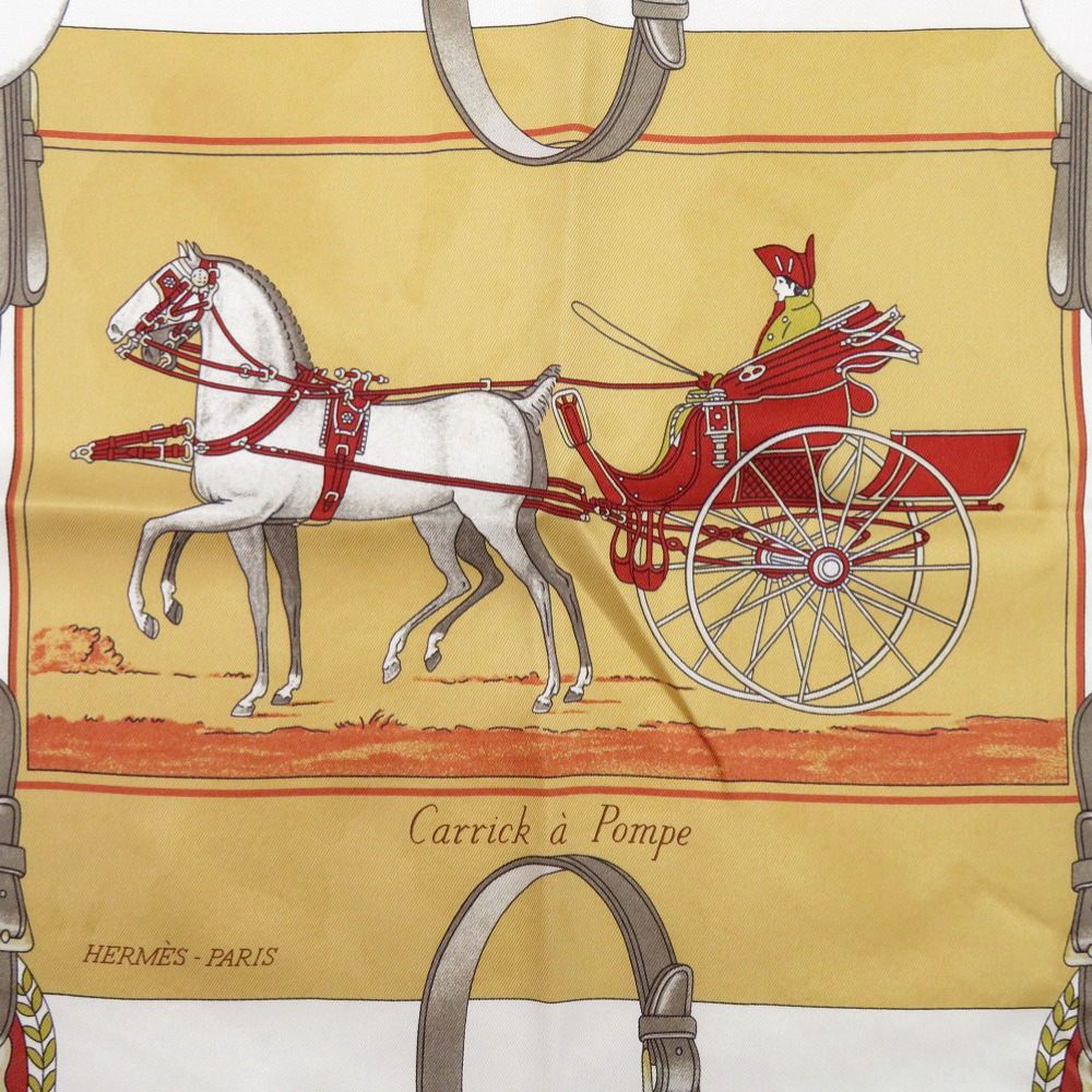 Hermes Carre 70 Flying Carrick a Pompe White Brown Red Scarf — view 5