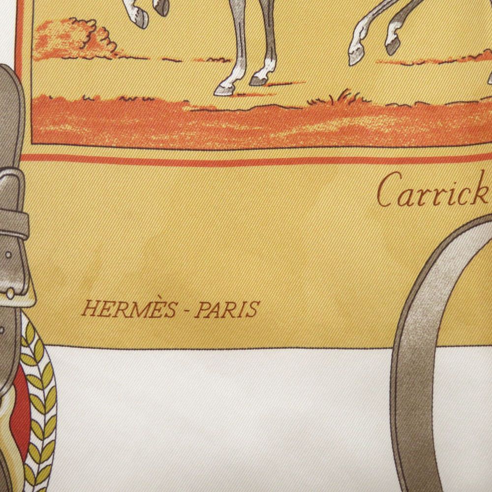 Hermes Carre 70 Flying Carrick a Pompe White Brown Red Scarf — view 4