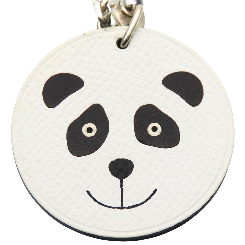 Hermes Bag Charm Panda Animal Leather White Black — view 2