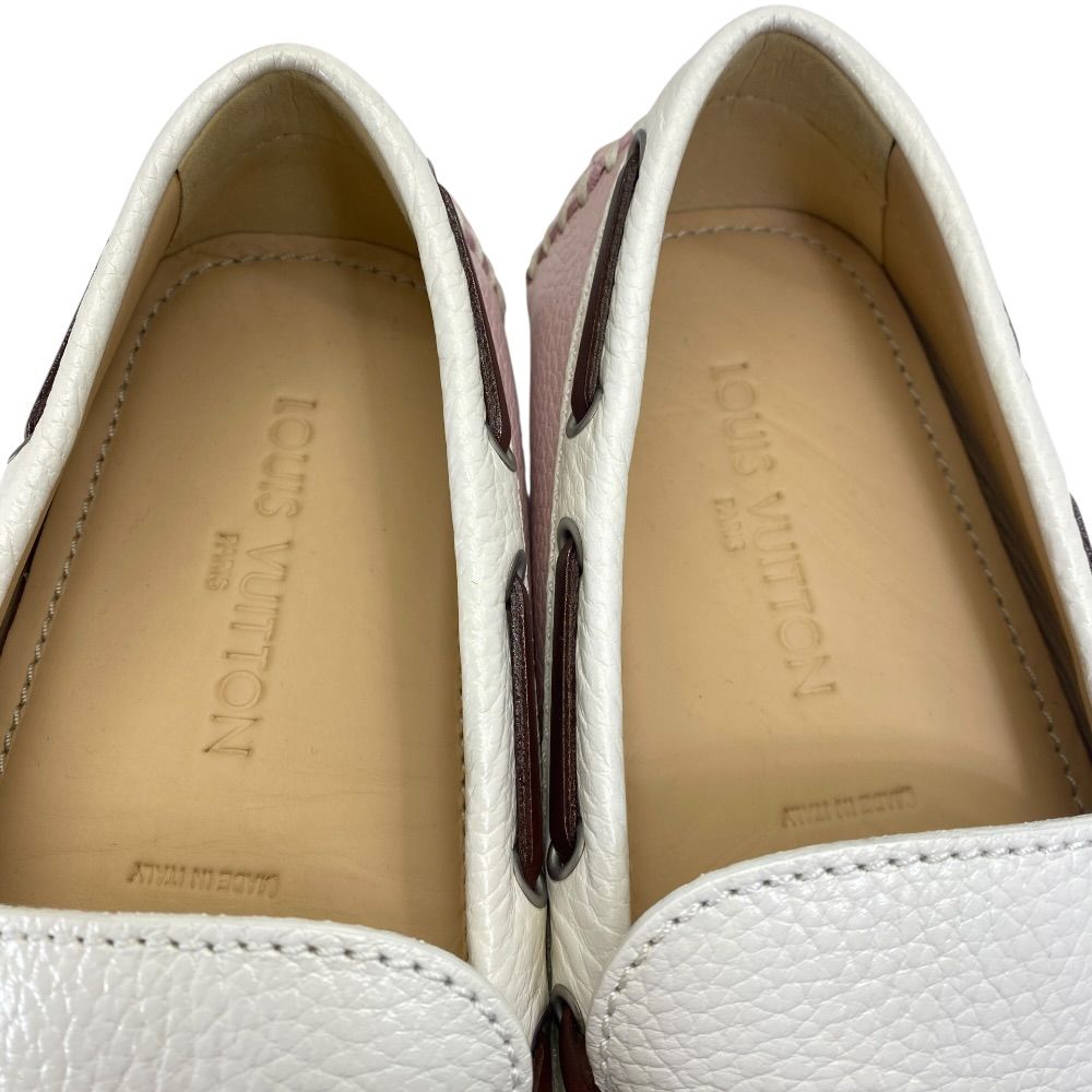 Louis Vuitton Driving Shoes Loafers Deck Leather Pink White — view 7