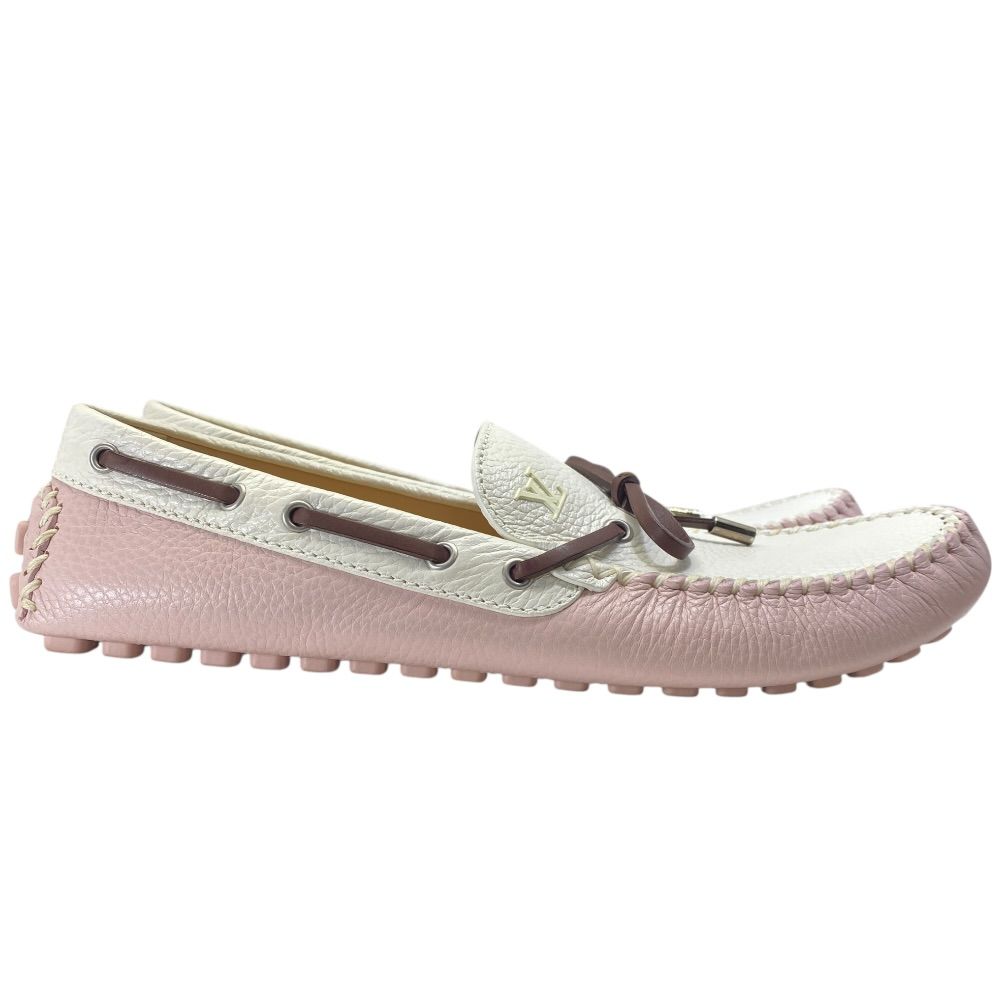Louis Vuitton Driving Shoes Loafers Deck Leather Pink White — view 5