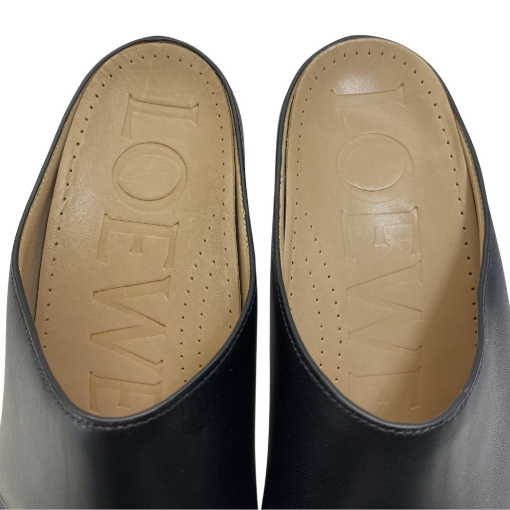 Loewe Terra Heel Clog Sandals Mule Shoes Leather Black — view 7
