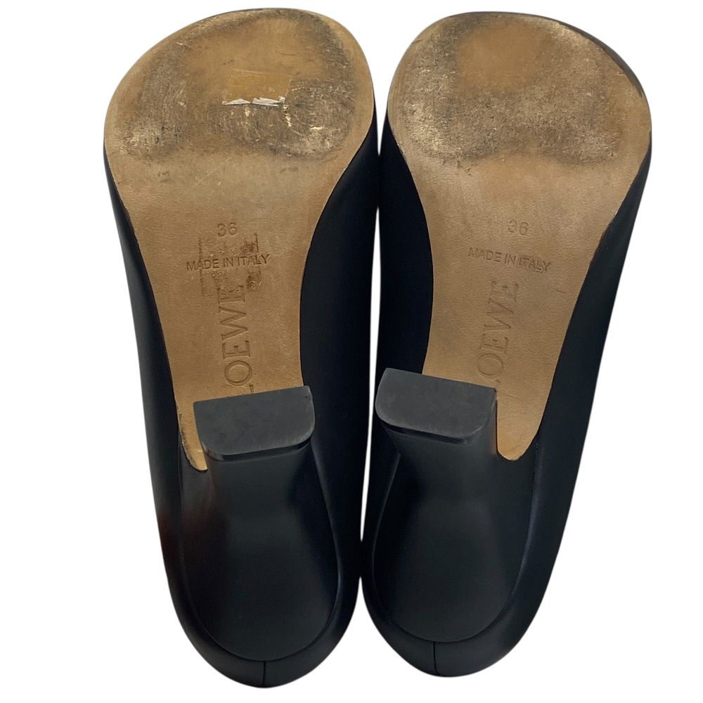Loewe Terra Heel Clog Sandals Mule Shoes Leather Black — view 9