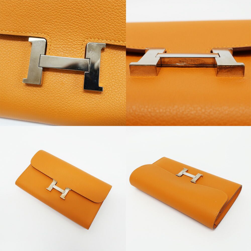 Hermes Constance Wallet Apricot Silver — view 9