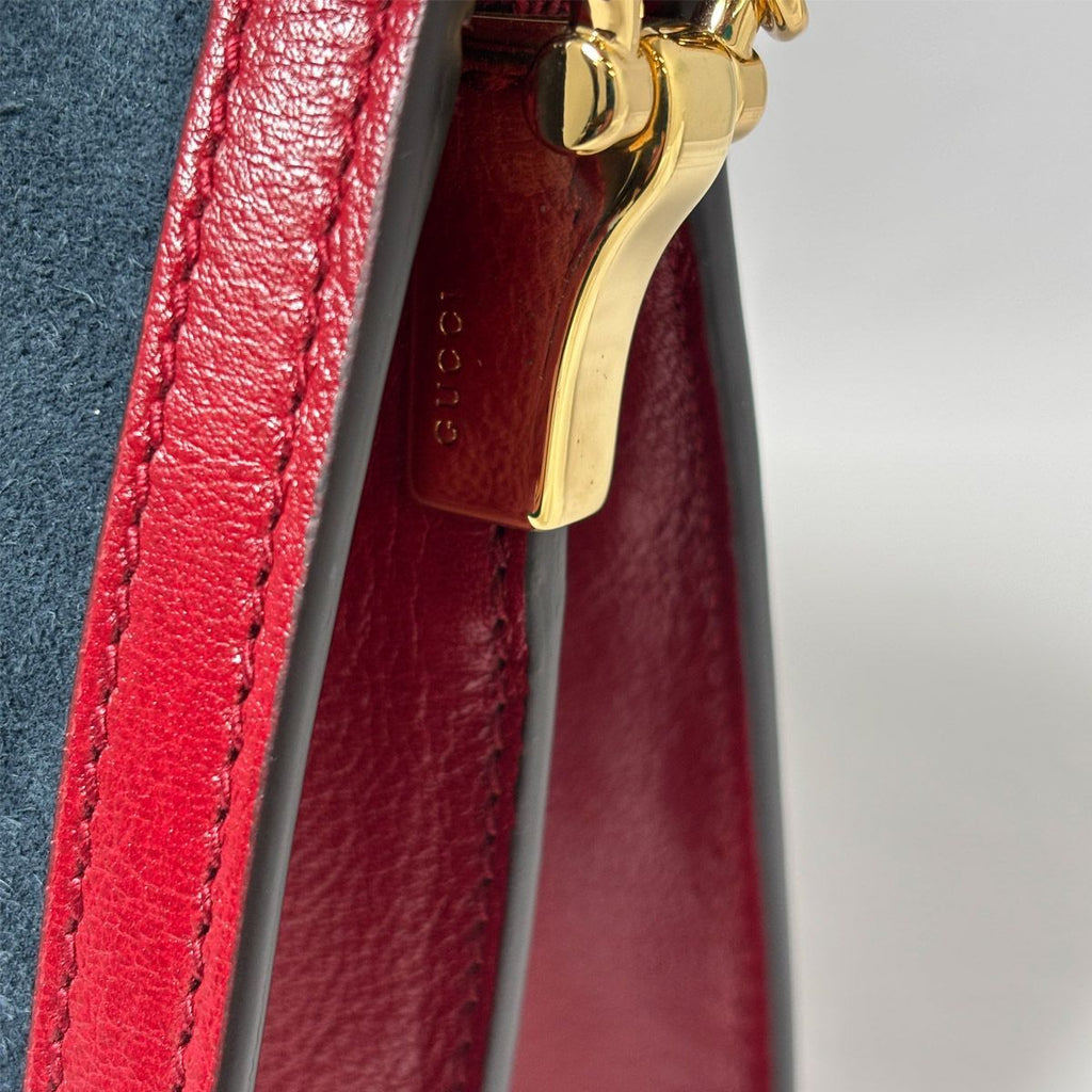Gucci Ophidia Chain Navy Red Gold Leather Shoulder Bag Nubag Blue — view 5