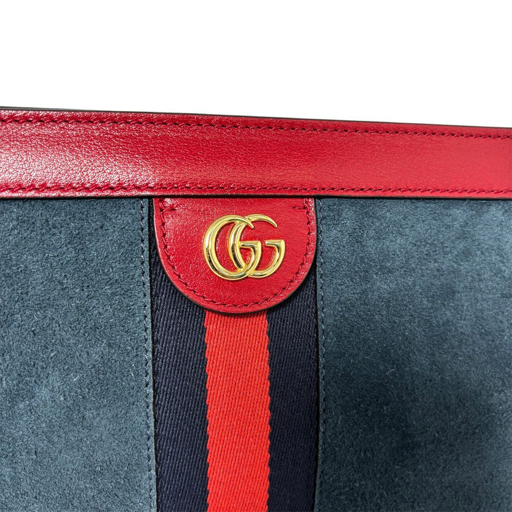 Gucci Ophidia Chain Navy Red Gold Leather Shoulder Bag Nubag Blue — view 7