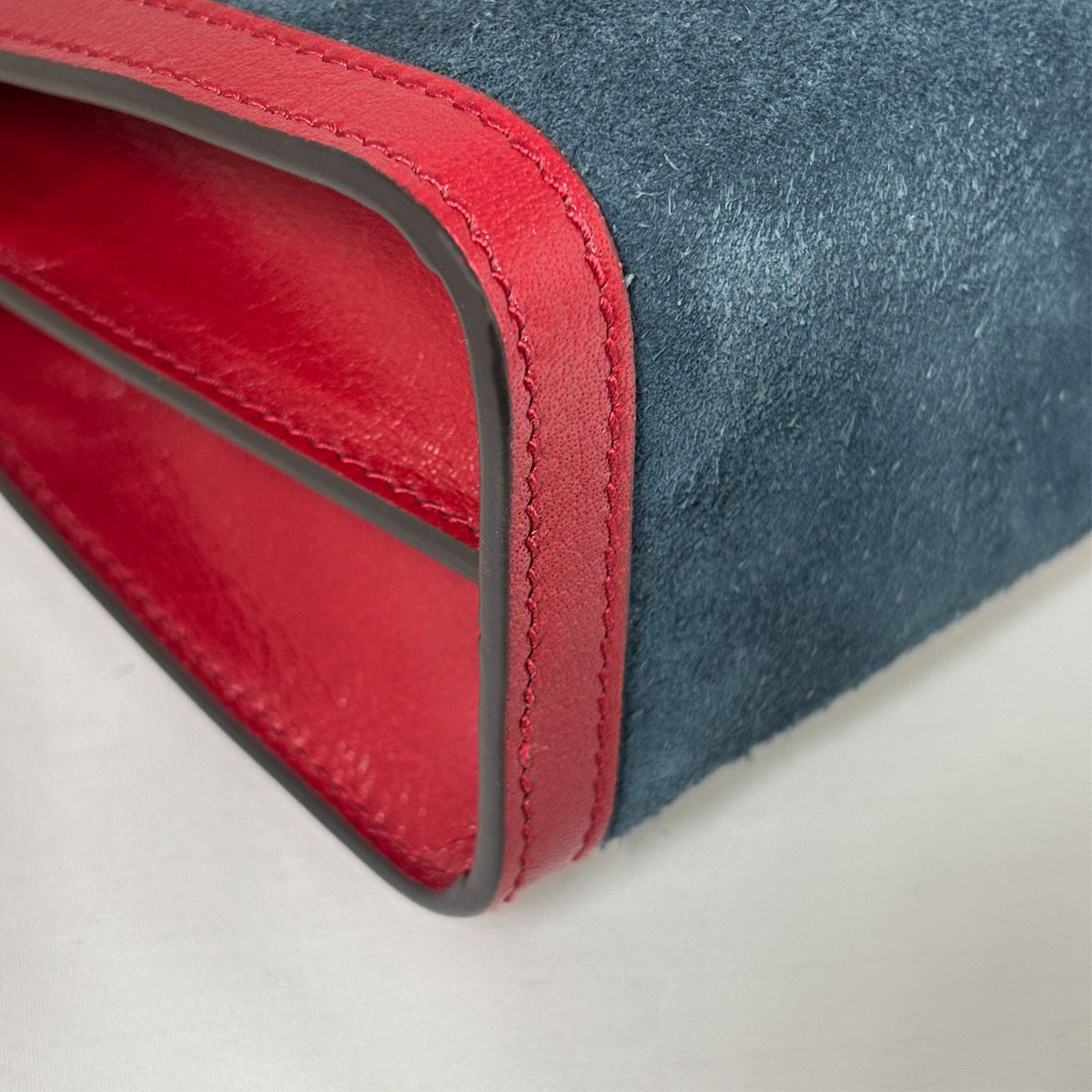 Gucci Ophidia Chain Navy Red Gold Leather Shoulder Bag Nubag Blue — view 9