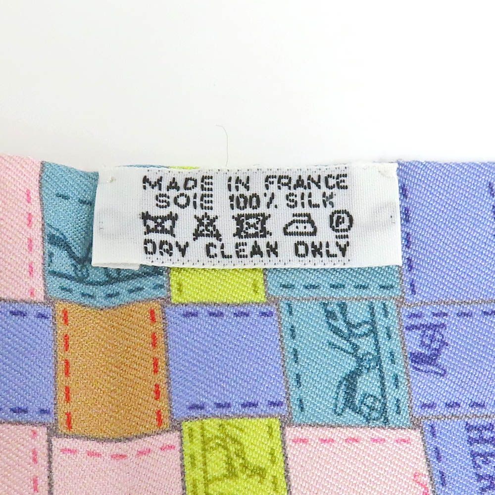 Hermes Twilly Bolduc Check Silk Gray Multicolor Pastel — view 6