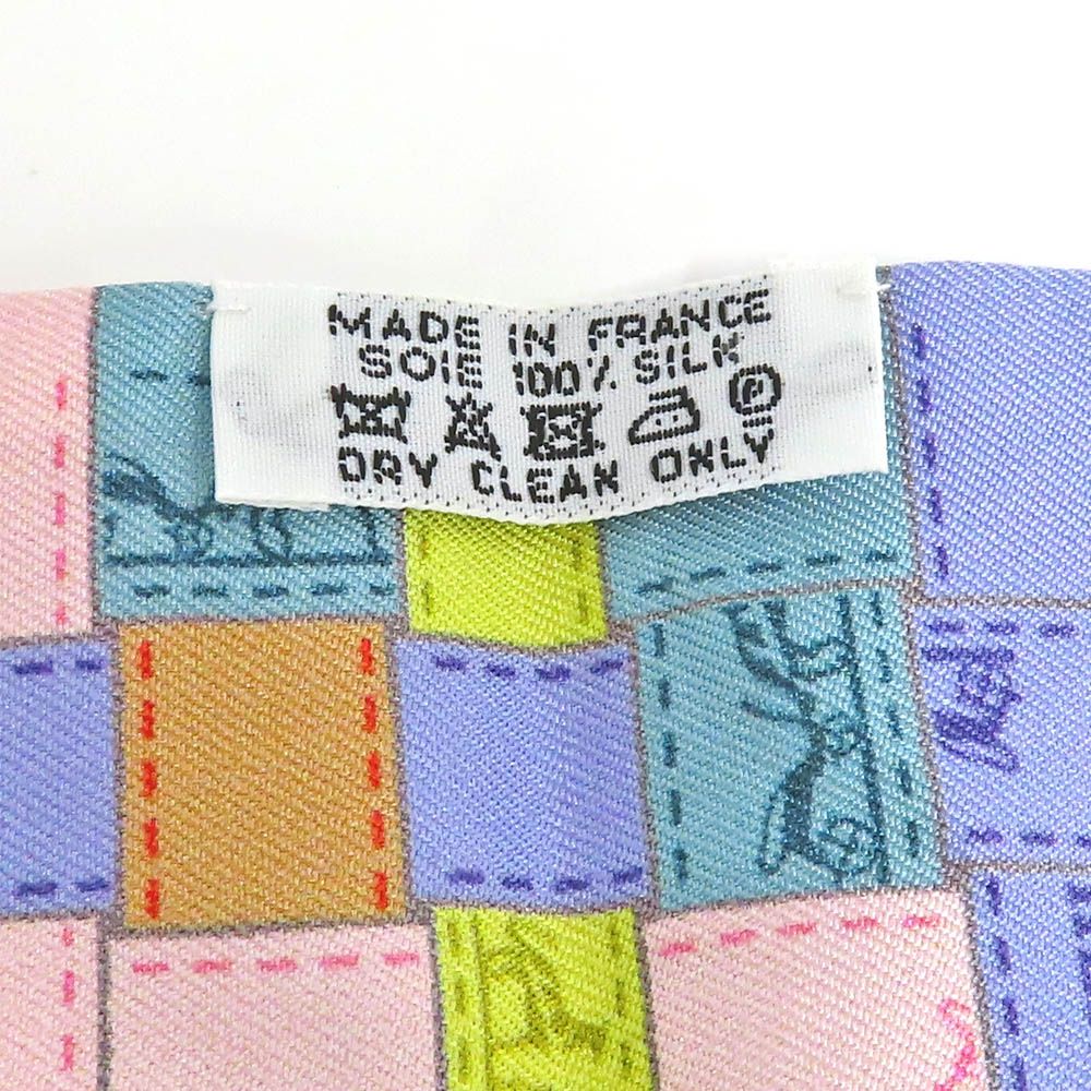 Hermes Twilly Bolduc Check Silk Gray Multicolor Pastel — view 5
