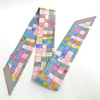 Hermes Twilly Bolduc Check Silk Gray Multicolor Pastel — view 6