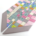 Hermes Twilly Bolduc Check Silk Gray Multicolor Pastel — view 2