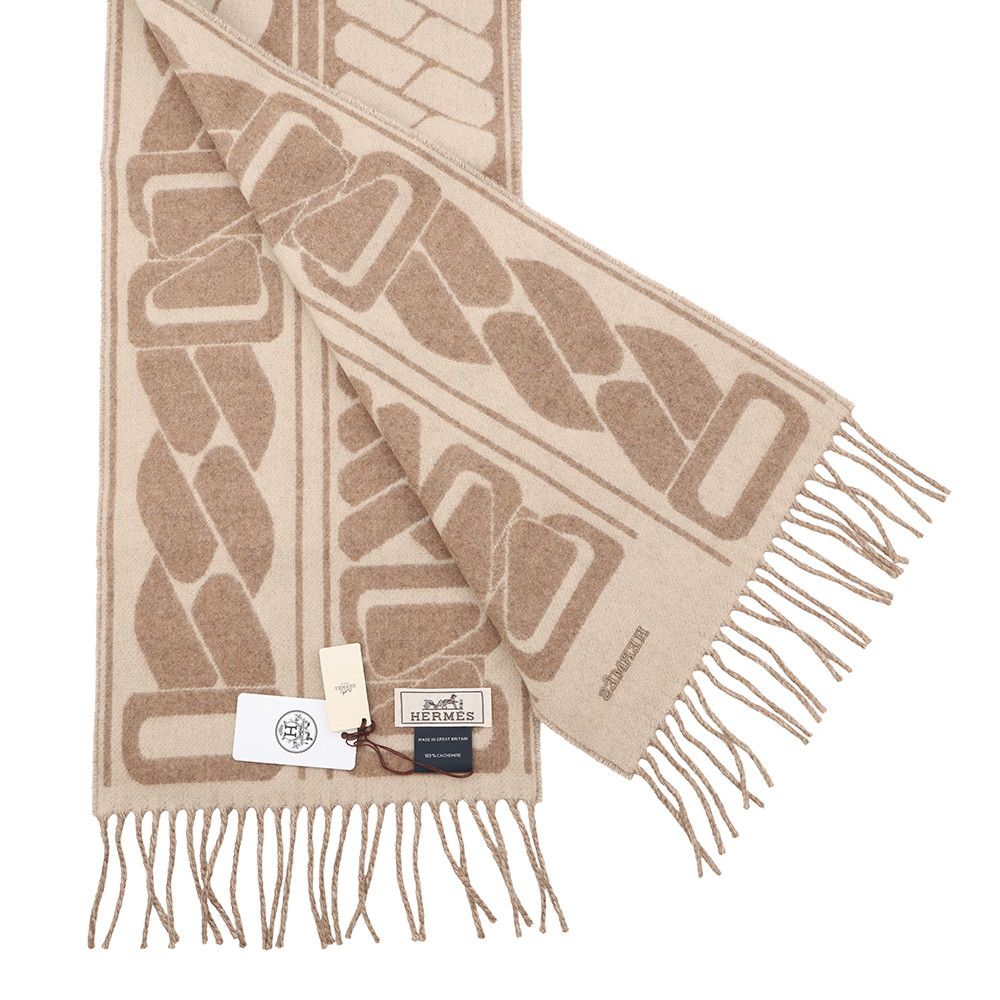 Hermes Scarf Click Se Nue Cashmere Shawl Brown Marron-glace Cles — view 2