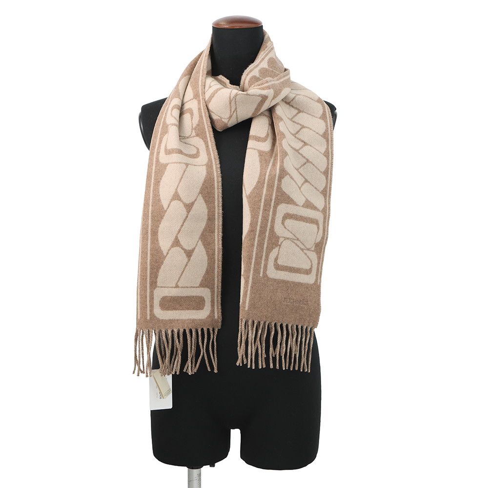 Hermes Scarf Click Se Nue Cashmere Shawl Brown Marron-glace Cles — view 3