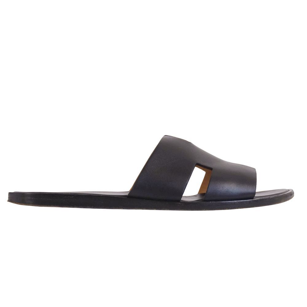 Hermes Sandals Izmir Logo Leather Shoes — view 6