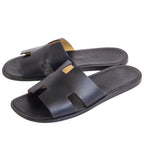 Hermes Sandals Izmir Logo Leather Shoes — view 2