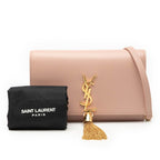 Saint Laurent YSL Logo Chain Wallet Shoulder Bag Pink Leather — view 7