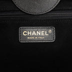 Chanel Deauville Logo Stud Tote Shoulder Bag 2-Way Black Caviar Leather — view 5