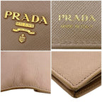 Prada Bifold Wallet Beige Folding Saffiano Leather — view 4