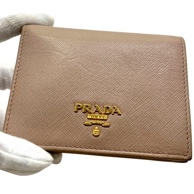 Prada Bifold Wallet Beige Folding Saffiano Leather — view 9