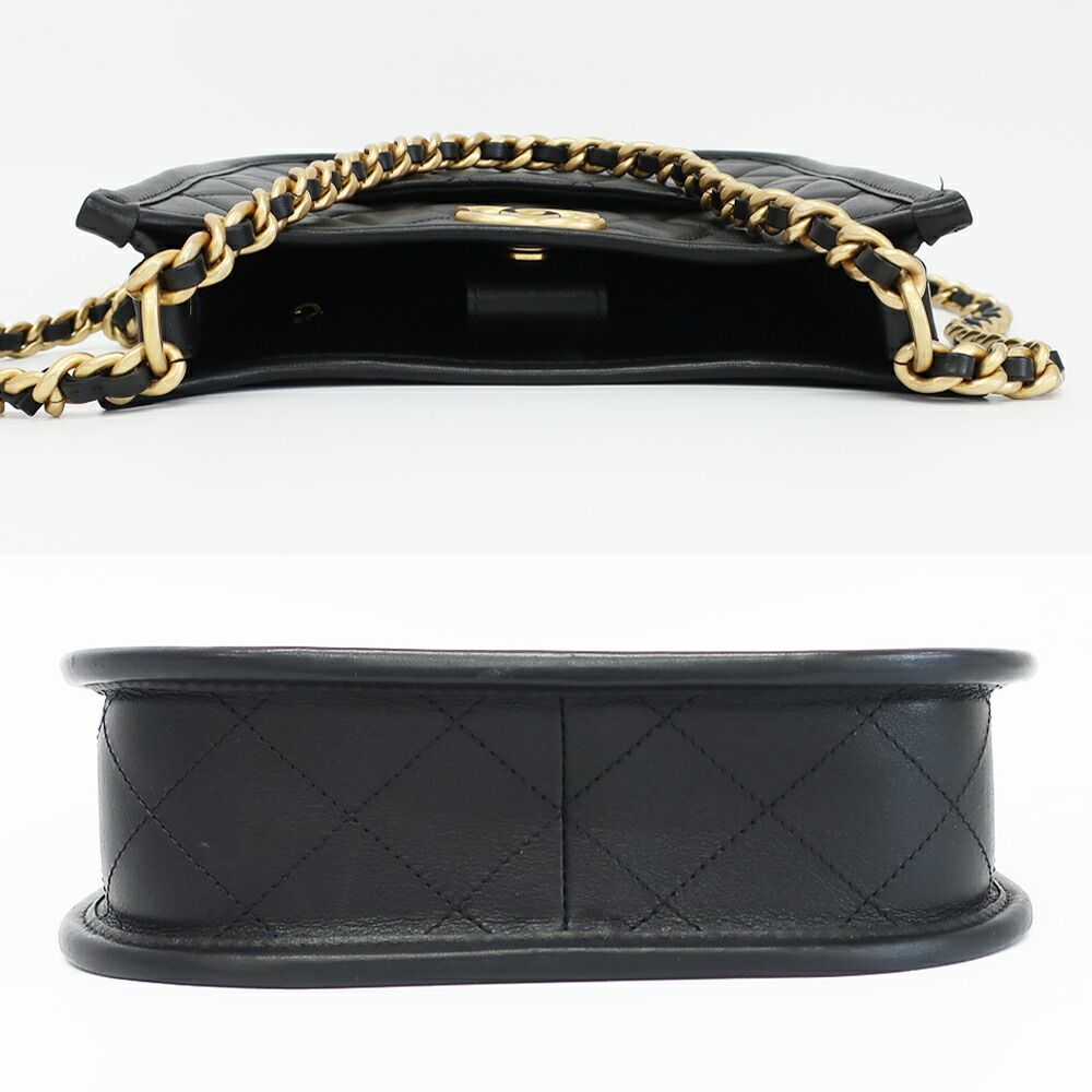 Chanel Hobo Shoulder Bag Black Gold Quilted Lambskin Coco — view 3