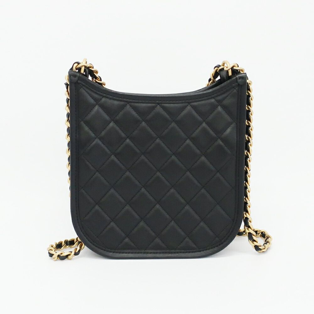 Chanel Hobo Shoulder Bag Black Gold Quilted Lambskin Coco — view 2