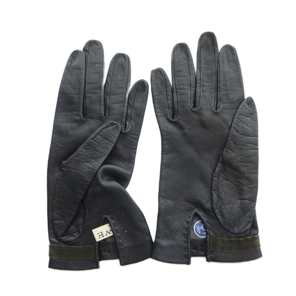 Loewe Gloves Leather Anagram Logo Gold 6.5 Black — view 2