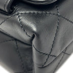 Chanel Shoulder Bag Quilted Logo Chain Black Gold Lambskin — view 7