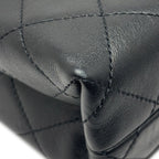 Chanel Shoulder Bag Quilted Logo Chain Black Gold Lambskin — view 9