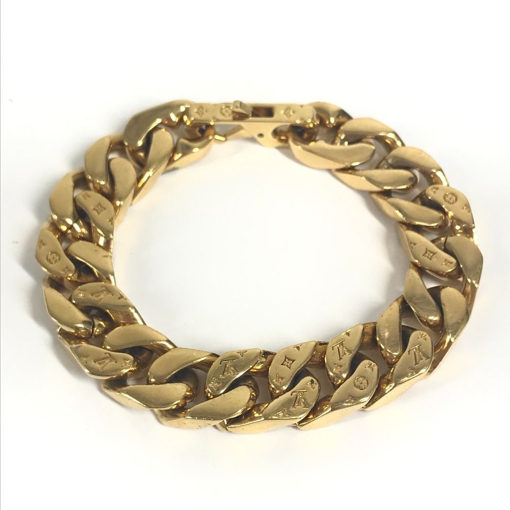 Louis Vuitton Bracelet Chain Links Monogram Metal Gold — view 5