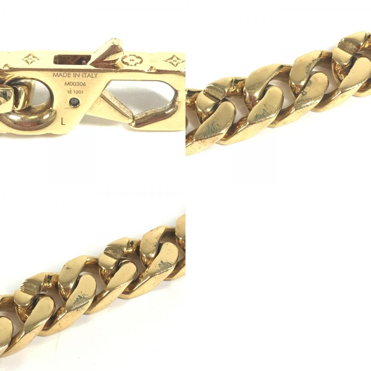Louis Vuitton Bracelet Chain Links Monogram Metal Gold — view 9