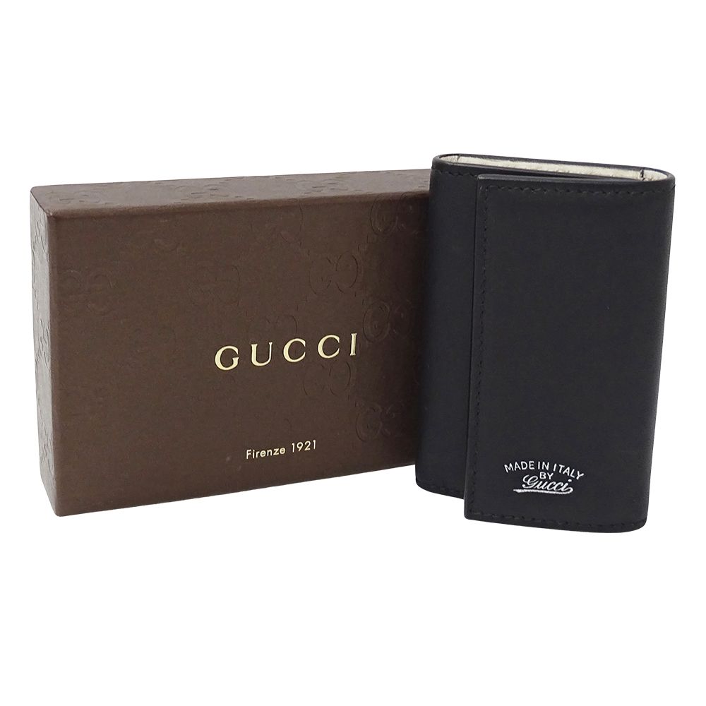 Gucci Key Case 6 Leather Black Compact Small