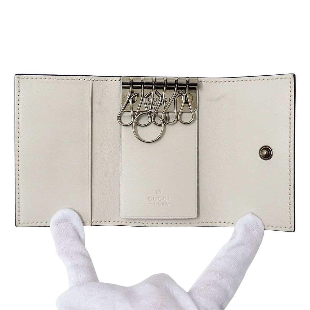 Gucci Key Case 6 Leather Black Compact Small