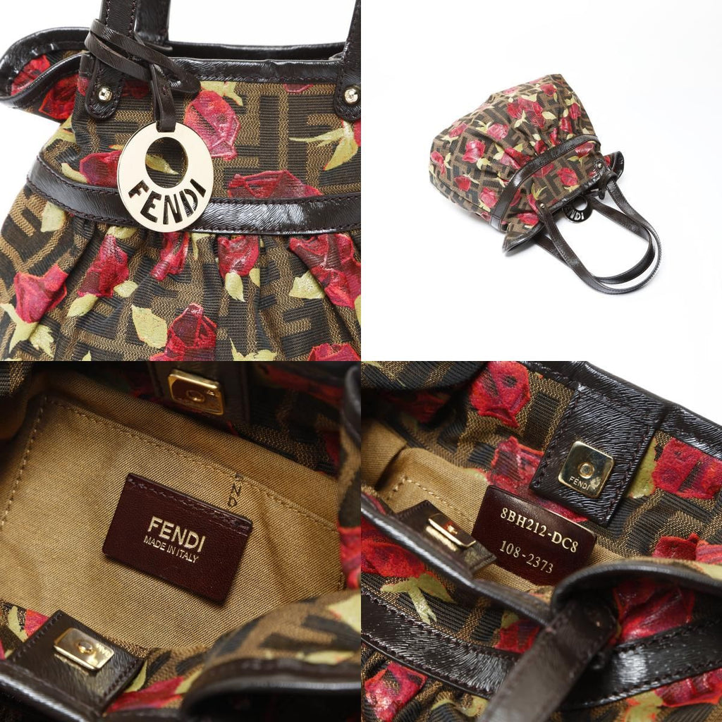Fendi Handbag Zucca Canvas Rose Pattern — view 9