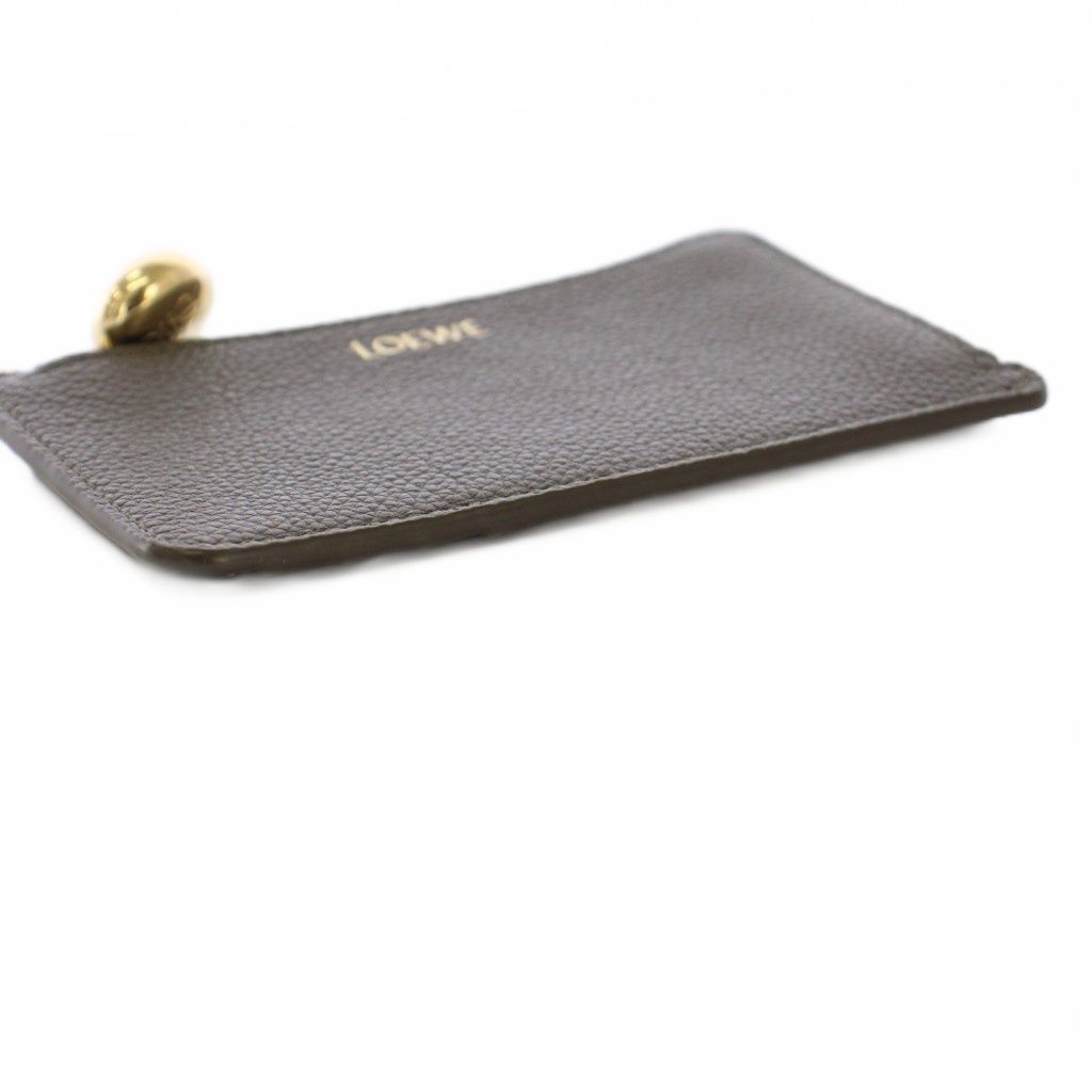 Loewe Pebble Coin Card Holder Purse Grain Calf Leather Dark Brown — view 4